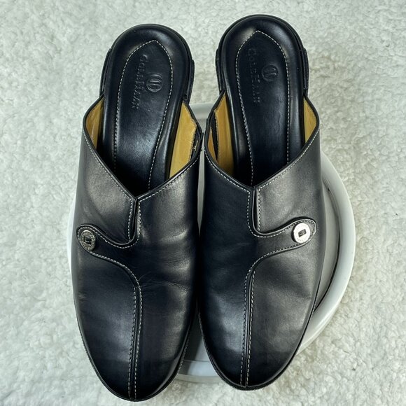 Cole Haan Mule Clog Women’s 10 B Black Leather Slip On Platform Heel Pump - Picture 5 of 9